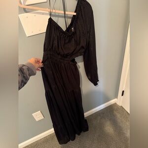 Black sparkly maxi dress with one sleeve